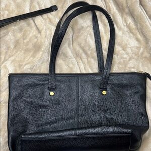 J. Crew Black Leather Tote Bag